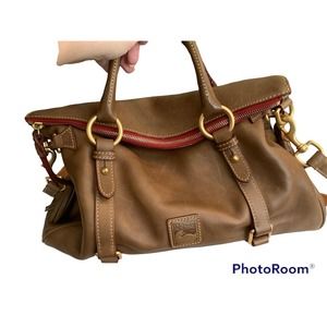 DOONEY AND BOURKE Taupe Florentine Leather Satchel Double Handle Bag